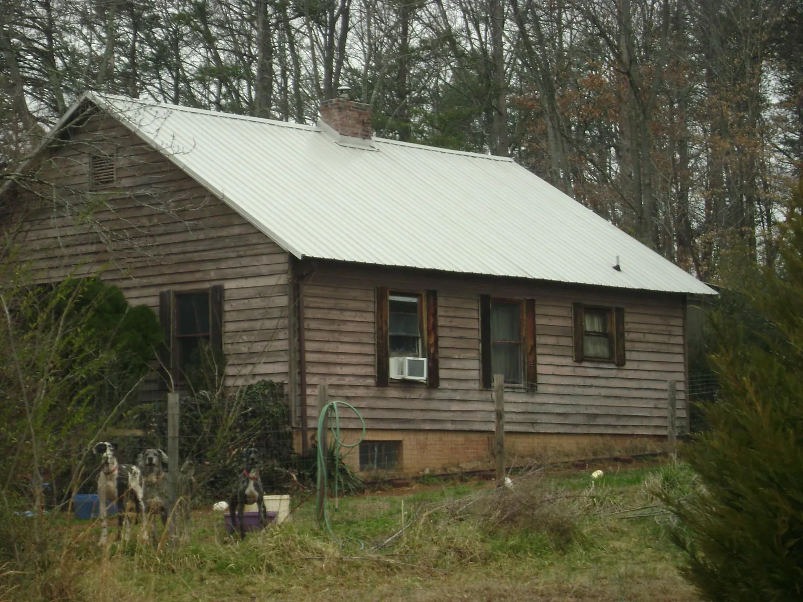White metal roof on an old wood sided farmhouse, from a Metal Roof Installation job in Bridgeville